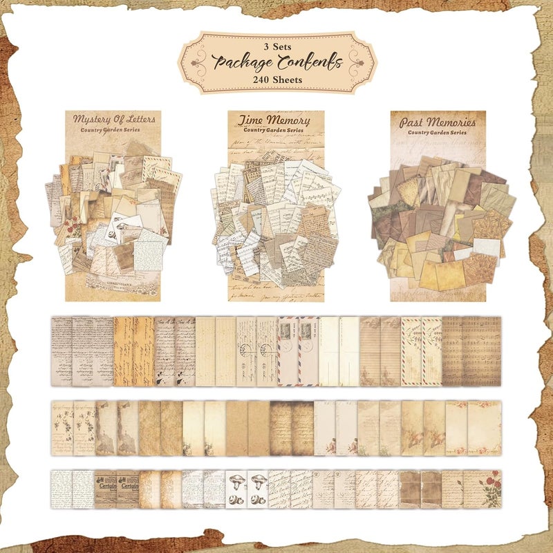 MOSA BEAR 240 Sheets Scrapbook Paper, Journaling Scrapbooking Supplies, Aesthetic Decorative Sheet of Paper, ScrapBook Materials for Planner, Bullet Journaling, Junk Journal, Retro Crafts - Image 4